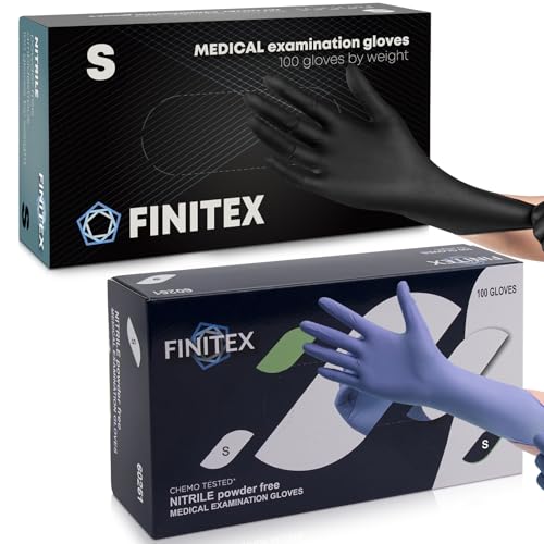 Image of FINITEX Nitrile Disposable Gloves-Black, 5mil, 100PCS and Purple, 3.2mil, 100PCS