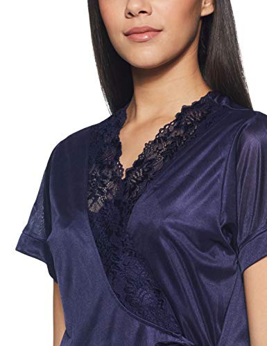 Clovia Women's Satin Sleepwear (NSM289P08-O_Blue_Free Size) - Image 5