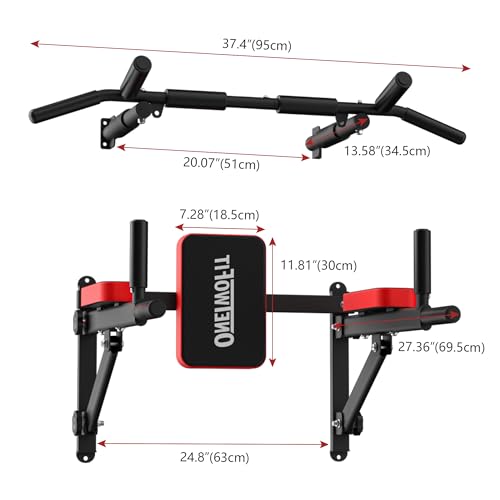 ONETWOFIT Wall Mounted Power Tower Pull Up Bar Station Workout Dip Station,Multi-Function Chin Up Bar Exercise Power Tower Set Training Equipment Support to 440Lbs - Thumbnail 2