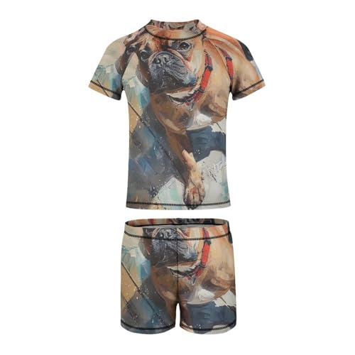 Red French BulldogChildren's Casual Swimsuit Set - Simple and Versatile10-12Y（150cm）3