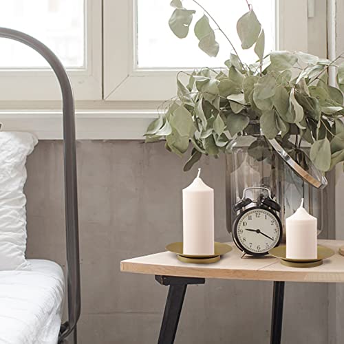 Gold Candle Plate For Pillar Candles - Gold Iron Plate Candle Holders,Small Decorative Pillar Candles Stand,Candle Dish Plate,Retro Gold Candle Holders Plate #TOP5