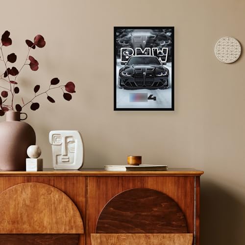Image of CodersParadise BMW M4 Aesthetic Car Poster Frame | Premium A4 Framed Wall Art for Bedroom, Living Room, Gaming Setup & Office | Sports Car Theme Posters for Decorr