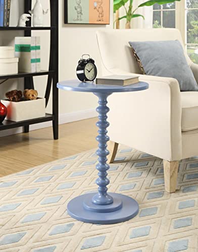 Image of Convenience Concepts Palm Beach Spindle Table 17.75 inch -Traditional Solid Wood Round Side Accent, Display Pedestal for Transitional Living Room, Entryway, Hallway, or Bedroom, Blue