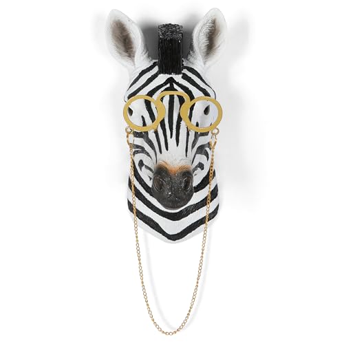 UITWMKTG Simulated Animal Head Wall Decor Colored Animal Sculptures Wall Mount 3D Wall Art Decoration for Home Bedroom Living Room Decor Zebra