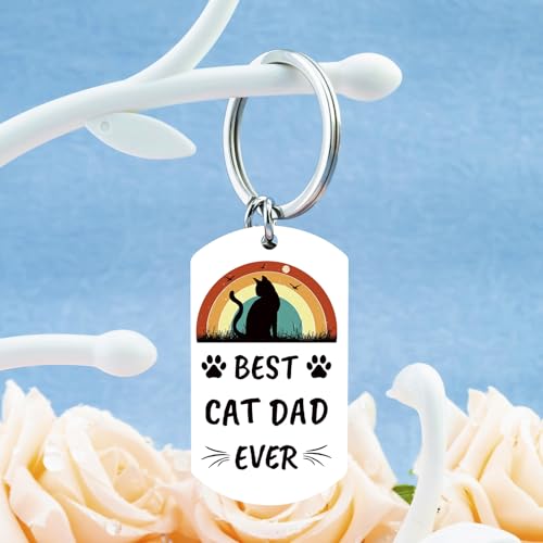 Image of Cat Dad Gifts for Men Cats Daddy Gifts for Men Catfather Keychain | Black Cats Keychain Accessories Cat Dad Fathers Day Gift Birthday Gift Christmas Stocking Stuffers Presents for Father