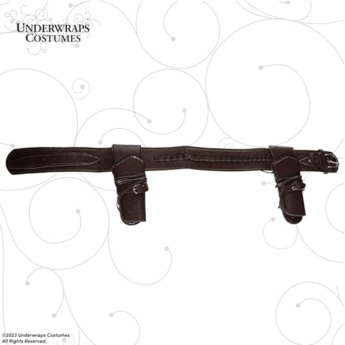 UNDERWRAPS Brown Double Cowboy Holster Belt - Faux Leather Adjustable Western Belt with Double Gun Holster for Halloween Costumes Halloween Party Cosplay Vintage Halloween2