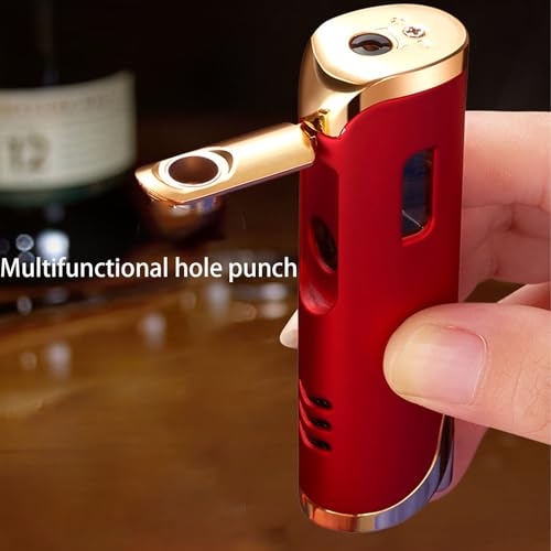 Mini encendedor de antorcha antiviento con llama de butano recargable y ventana visible 4
