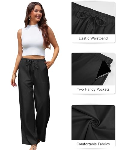 Bsubseach Womens Lounge Pants Casual Straight Leg Pants Elastic Waist Slacks Trousers with Pockets Fall Outfits4