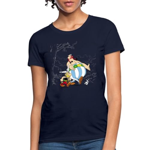 Spreadshirt Asterix & Obelix Dogmatix Walk Licensed Women's T-Shirt Navy