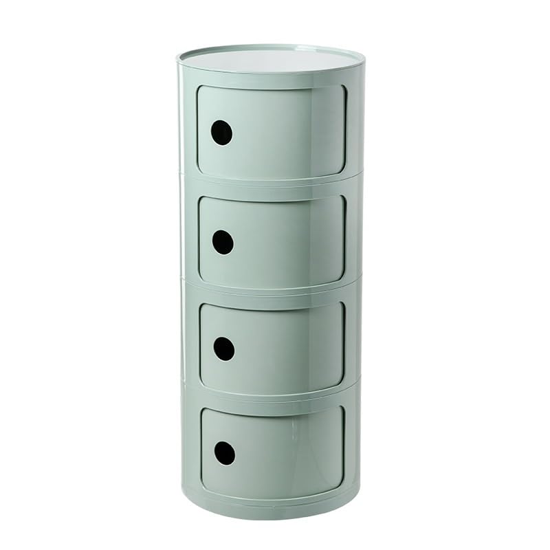 Table de chevet plastique anti-poussière meuble de rangement rond vert à compartiments