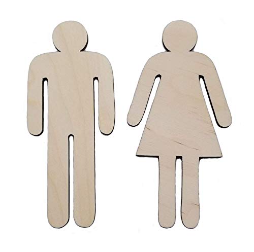 Washroom Sign - Men's Women's Restroom Sign - Unfinished Wood Signs - Toilet