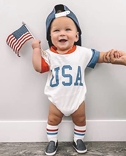 Twopumpkin Baby 4th of July Outfit Boy Girl Newborn Infant Toddler USA T Shirts Oversized Romper Onesie Cute Clothes2