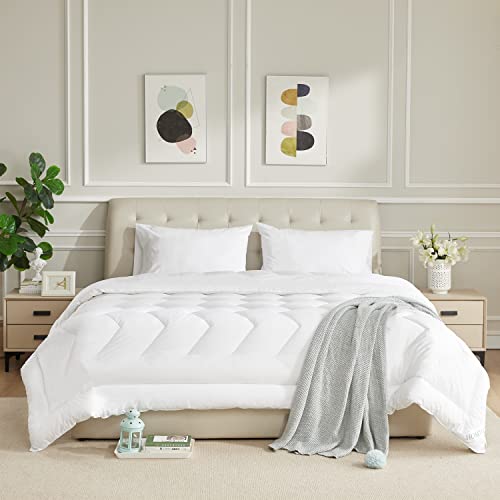 HOMTEC Duvet Insert Cotton Comforter California King Size White Down Alternative Fill 100% Cotton Shell Quilted Fluffy Comforter Lightweight All Season 8 Corner Tabs Durable Breathable Noiseless by HOMTEC - Used condition - US$60.40
