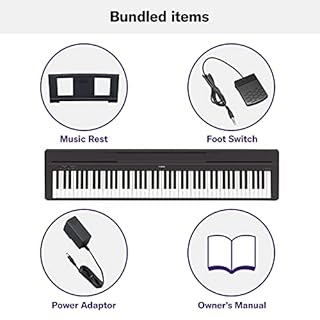 Yamaha 88-Key Weighted Portable Digital Piano Keyboard with Music Rest, Sustain Foot Switch, Built-in Speakers, USB Connectivity, Black (P45B)