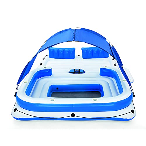 Bestway Coolerz Tropical Breeze 6 Person Giant Inflatable Floating Island Raft With Sunshade, Cupholders And Cooler Perfect For Pools, Lakes & Rivers #TOP3