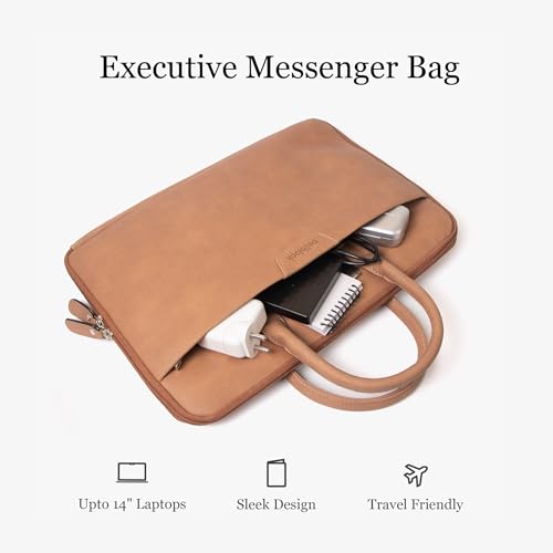 Image of Bellblock Sleek Messenger Laptop Bags For Men /Women Office Use | Travel Friendly With Luggage Strap | Office Bag For Man /Woman | Cotton Canvas | Olive Green (Upto 14 Inch)