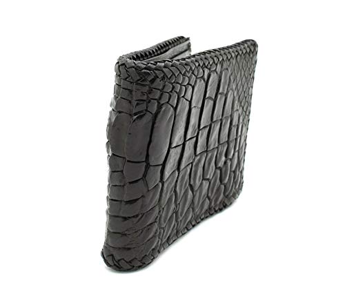 D'shark Luxury Crocodile Skin Leather Bi-Fold Short Wallet (Black) #TOP1