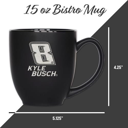 Rico Industries NASCAR Racing Kyle Busch 15oz Laser Engraved Matte Black Ceramic Bistro Mug - for Hot or Cold Drinks by Rico Industries - Used condition - Image 4