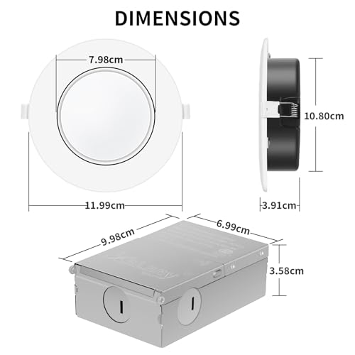 KnLnny Ware 4 Inch Gimbal Led Recessed Lighting 6 Pack,Ajustable Eyeball Ceiling Light with Junction Box,5CCT Selectable,Airtight,9W 750LM,Dimmable,ETL Listed by KnLnny Ware - Image 4