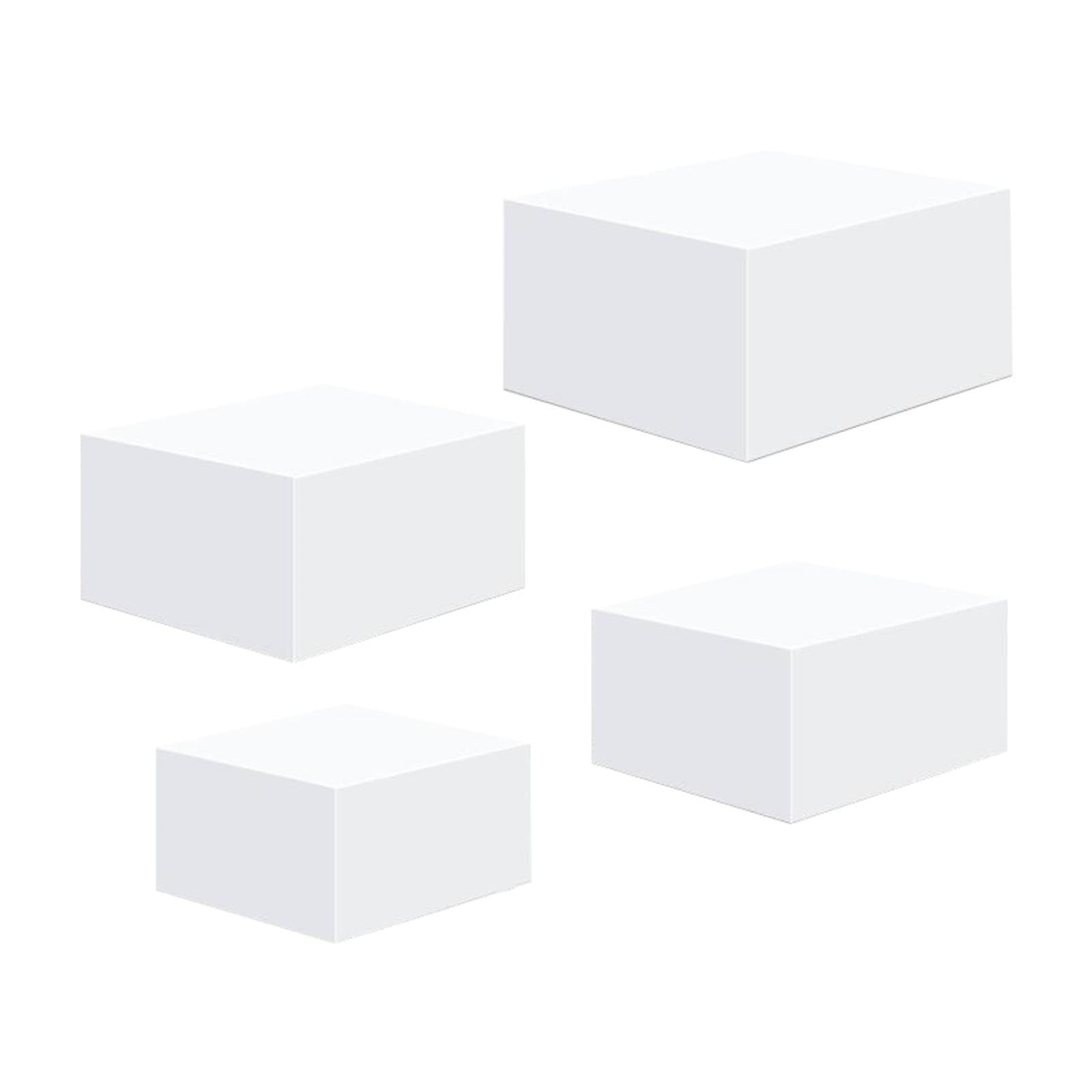 Lot de 4 présentoirs cubiques en acrylique pour nourriture, dessert, buffet 5 côtés, blanc