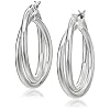 Anne Klein Twisted Hoop Earrings, Silver Tone