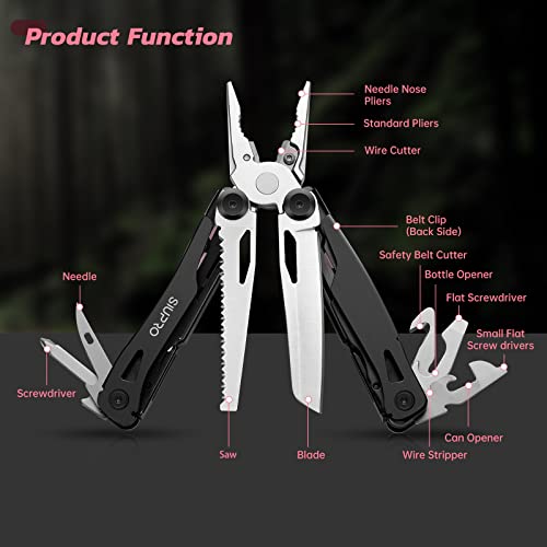Siupro Pocket Multitool Knife, Folding Tactical Plier With Clip, Survival Utility Multi Tool, Gifts For Women Men Kids, All Self Locking, Cute Pink Sd-9 #TOP2