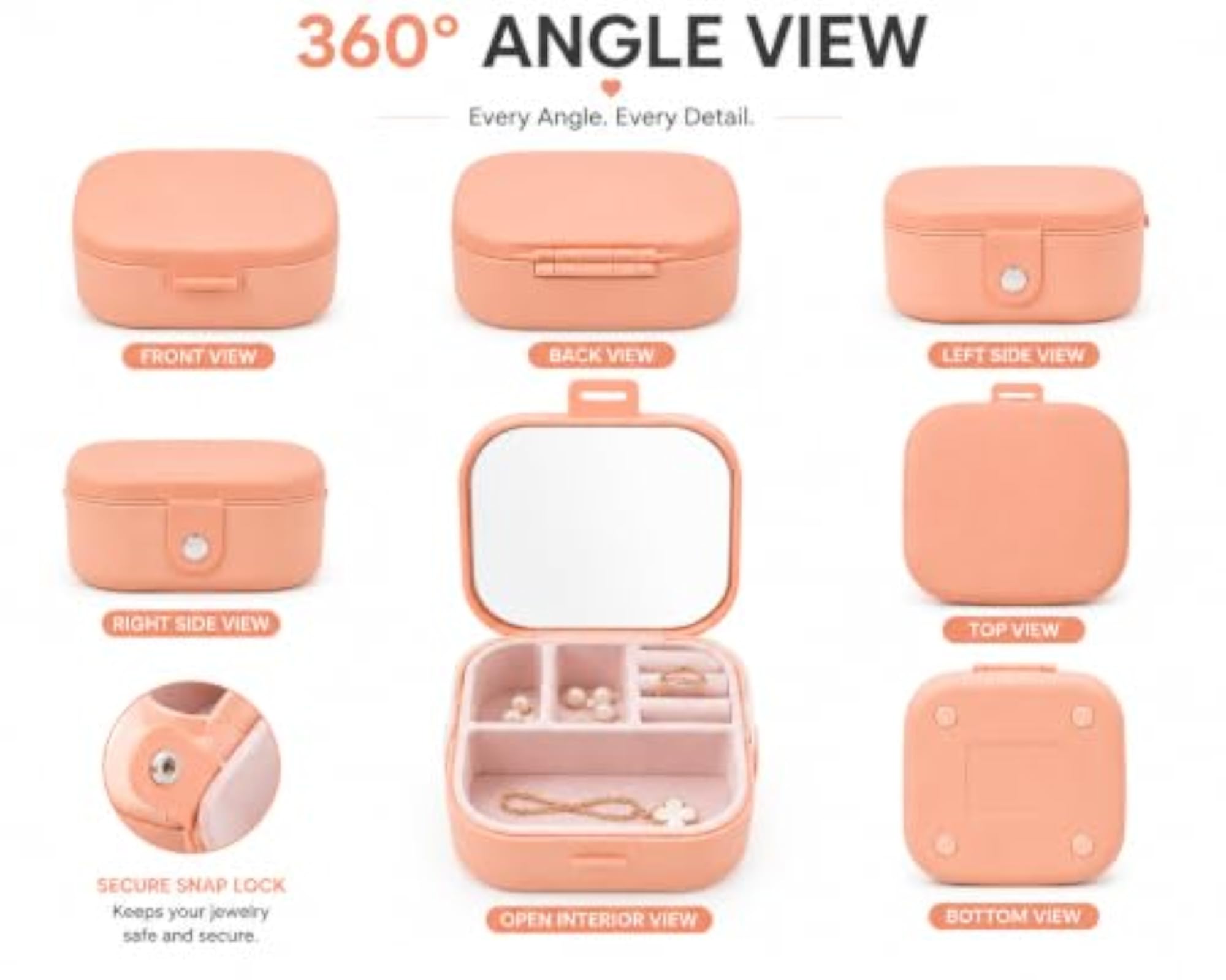 Travel Jewelry Organizer Box with Mirror, Portable Case