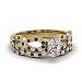 CaratYogi Conjunto Infinito Chapado en Oro Amarillo Onyx Negro Natural cojín Forma Juegos de Anillos de Boda Configuración de Puntas Tamaño 63 Piedra del zodíaco