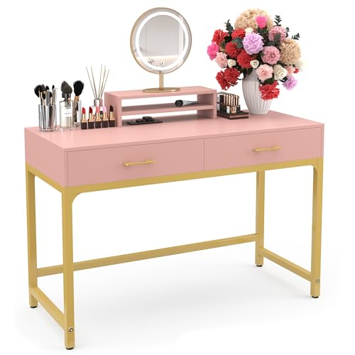 WESTREE Women Makeup Vanity Desk with 2 Drawers - Bedroom