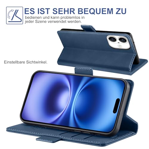Étui de protection à rabat en cuir bleu avec protège-écran Giyer pour smartphone - 5