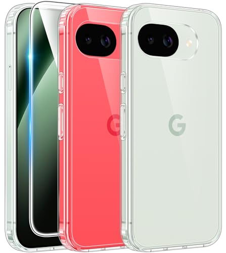 FNTCASE for Google Pixel 10a Case: Military Grade Drop Protection with Screen Protector Anti Yellowing Cell Phone Cover - Rugged Shockproof Protective Bumper Transparent Cases(Clear)