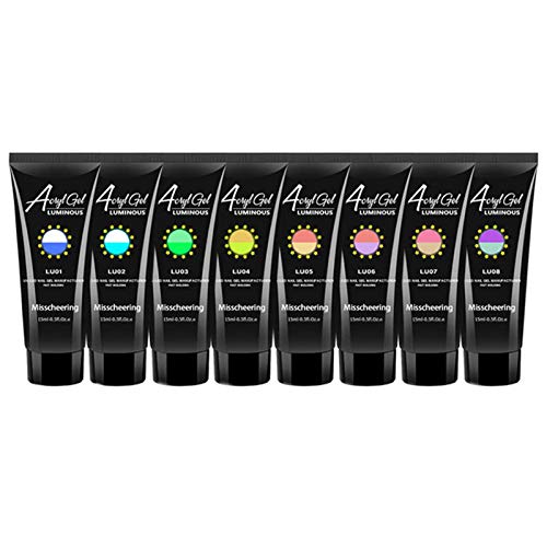 cuffslee Nail Extension Kit, 8 heldere kleuren nagelverlenging gel builder set Quick Dry-kunst-gereedschappen 15ml