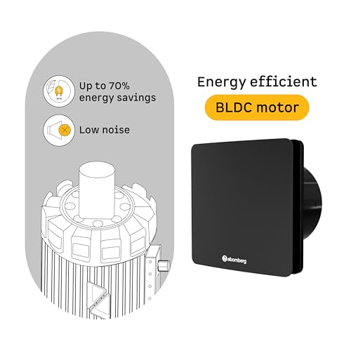 Image of atomberg Studio Exhaust Fan 150mm (6 Inches) | BLDC Motor | 6.8W| Low Noise | 2000 RPM| Ideal for Bathroom,Kitchen | Easy to Clean | Installation-Round Cut (153mm) | 2 Years Warranty | (Matte Black)
