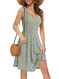 HUHOT Womens Spring Dress Sage Green Dress Sleeveless Midi Flowy Summer Dresses with Pockets