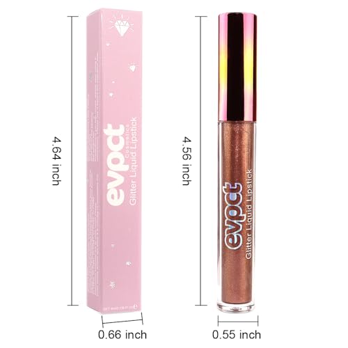 Image of evpct 1Pcs Plum Red Glitter Metallic Shimmer Diamond Lipstick Lip Gloss Stain Set for Women Long Lasting Waterproof, Mauve Red Sparkle Glitter Matte long Wear Liquid Lipstick Lip Makeup Kit, 15#