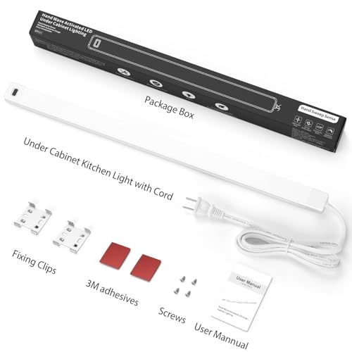 MYPLUS 24 Inch Under Cabinet Lights with Hand Wave, Under Counter Lighting 5000K Cold White,Dimmable,Plug and Play,LED Lights for Kitchen Cabinet, Cupboard, Closet, Desk by MYPLUS - Used condition - Image 8