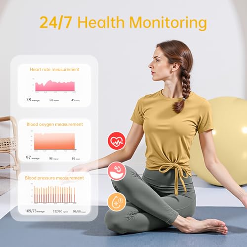 Image of Smart Ring for Women & Men, Health Tracker Ring with Heart Rate, SpO2, Blood Pressure,Temperature, HRV & Stress, IP68 Waterproof Fitness Ring, Sleep Tracker for iPhone & Android, No App Fee(Gold, 10#)