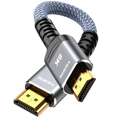 Image of Highwings 4K Short HDMI Cable 0.5FT /0.15m - 4K@60Hz HDR Braided HDMI Cord, 18Gbps High Speed with Ethernet /ARC, 3D, HDCP 2.2, ARC, Compatible for PS-5 /4 /3 /4K HDTV /Monitor /Projector /Streaming Media