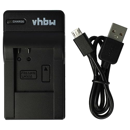vhbw Cargador USB Compatible con Sjcam SJ5000X, SJ7000, SJ8000, SJ9000, SJ5000 WiFi batería de cámara - Soporte, indicador de Carga LED