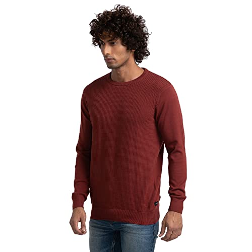 Image of Spykar Men Cotton Round Neck Casual Sweater