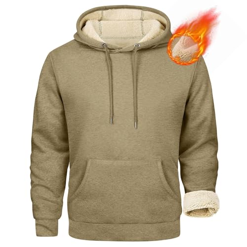 Mens Heavy Hoodie Sherpa with Fleece Lined Pullover, Thick Winter Hooded Sweatshirt, Thick Fleece Lined Hoodie2