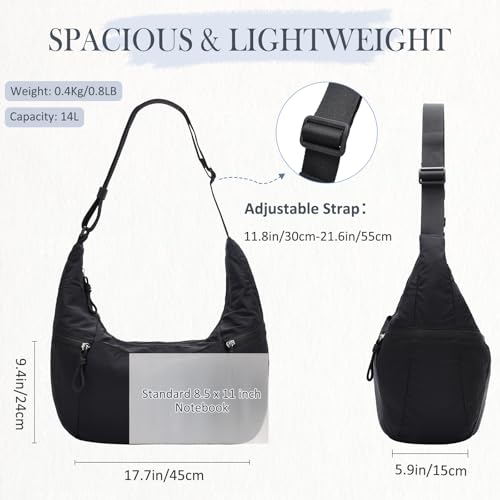Image of VASCHY Crossbody Crescent Bag for Women, Casual Lightweight Nylon Large Slouchy Hobo Bags Purses for Travel /Gym /Work /College