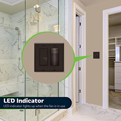 Topgreener Air Cycle Switch, Smart Exhaust Circulator, Auto Exhausts Air Hourly For Ventilation/Bathroom/Exhaust Fan, Countdown Timer, Led Indicator, 120Vac, 1/4Hp Motor, Tdts5-Br, Brown #TOP6