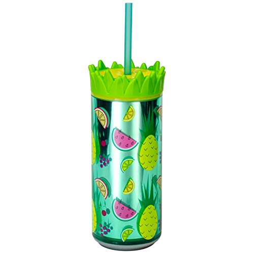 Cool Gear 16oz Easy Fill Pineapple Can Double Wall Insulated"Pineapple & Fruit"