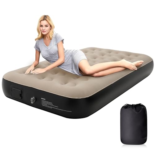 Pefitqap Colchón de aire individual, cama de aire individual actualizada 2024 con bomba eléctrica integrada, no necesita enchufe, colchón inflable, cama de invitados autoinflable para el hogar o