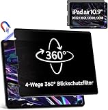 360° Magnetischer Blickschutzfilter Kompatibel Mit iPad Air 5.Generation 2022 &iPad Air 4 2020 10,9 Zoll &iPad Pro 11(2022-2018), Abnehmbar 4-wege Anti Glare Blaulicht Privacy Screen Sichtschutz