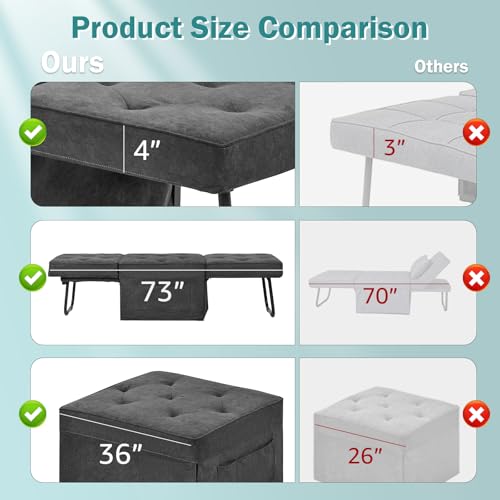 Hydragarden HY-FRS-OL014BL Convertible Sofa Bed, 4 In 1 Multi-Function Folding Ottoman Bed With Adjustable Backrest, Modern Pull Out Sleeper Chair thumb #1