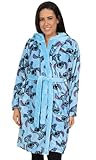 Albornoz de forro polar con capucha para mujer, de Lilo and Stitch, color azul, azul, 36-38