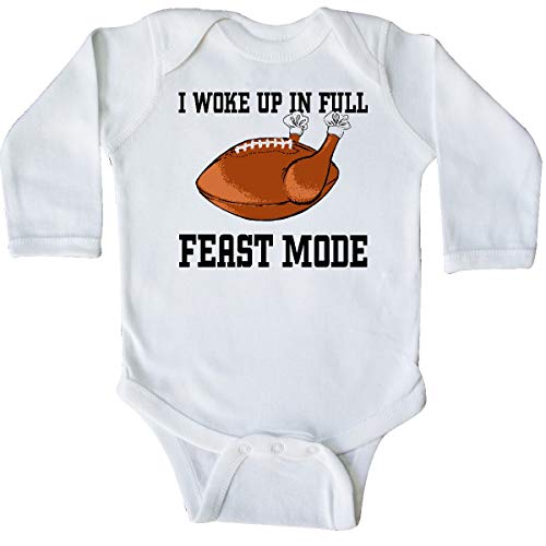 inktastic Thanksgiving Turkey Football Long Sleeve Creeper 6 Months White 37a75