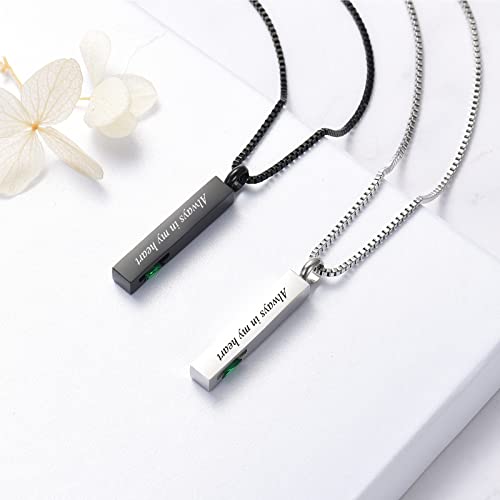 XSMZB Crystal Bar Cremation Urn Jewelry for Ashes Birthstone Cube Memorial Urn Necklace for Women Men Funeral Ashes Keepsake Pendant(2pcs-Green) - Thumbnail 4
